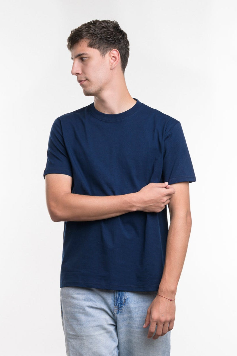 Camiseta de Algodon Deluxe Caballero Azul Marino