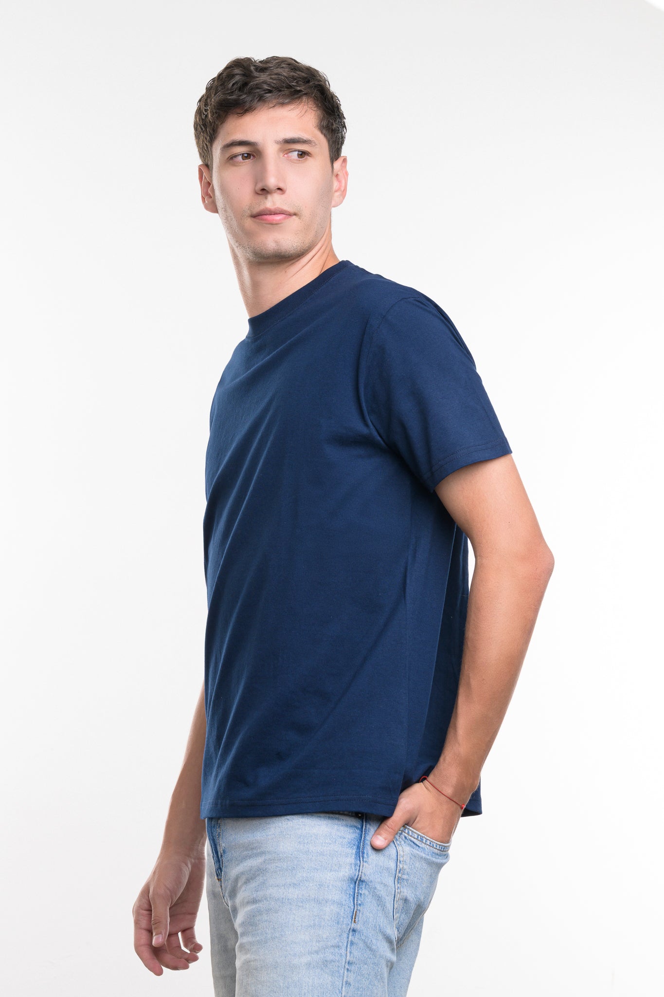 Camiseta de Algodon Deluxe Caballero Azul Marino