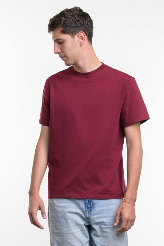 Camiseta de Algodon Deluxe Caballero Tinto