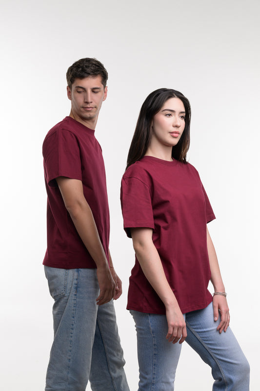 Camiseta de Algodon Deluxe Dama Tinto