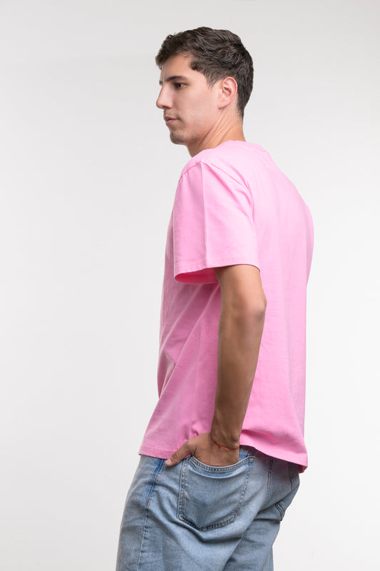 Camiseta de Algodon Deluxe Caballero Rosa Bajo