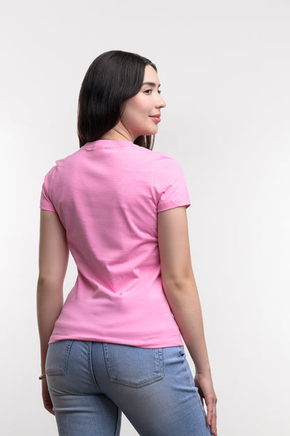 Camiseta de Algodon Deluxe Dama Rosa Bajo