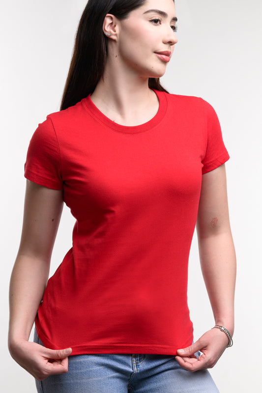Camiseta de Algodon Deluxe Dama Roja
