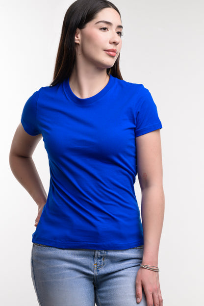 Camiseta de Algodon Deluxe Dama Azul Rey