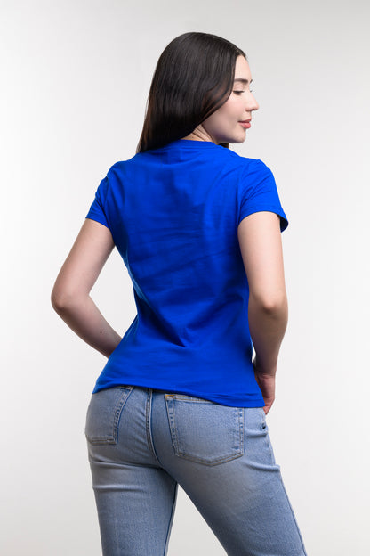 Camiseta de Algodon Deluxe Dama Azul Rey