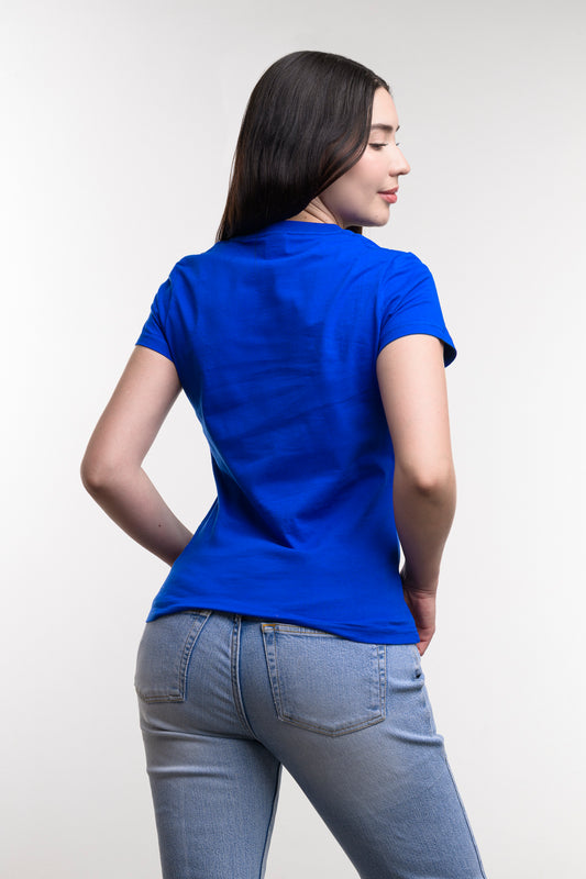 Camiseta de Algodon Deluxe Dama Azul Rey